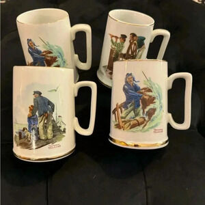 Norman Rockwell Collectors Mug Set Vintage